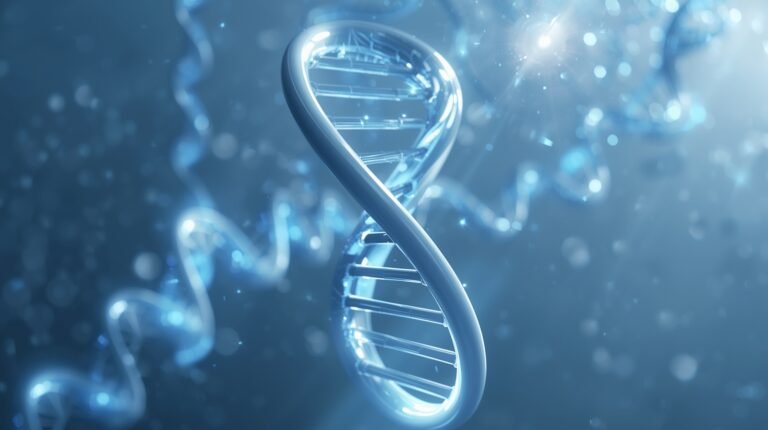 Floating helix design representing futuristic science and technology